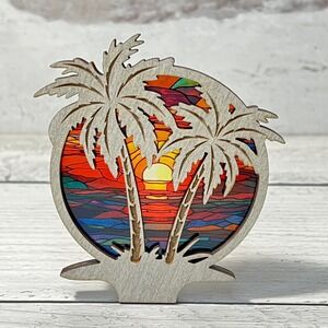 Palm Tree Sunset Night Light Beach Tropical Decor Handmade